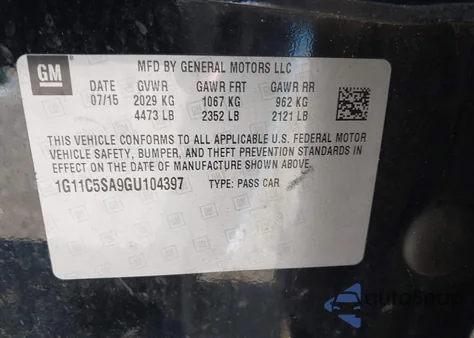 2016 Chevrolet Malibu Limited Lt z USA, uszkodzony, nr VIN 1G11C5SA9GU104397